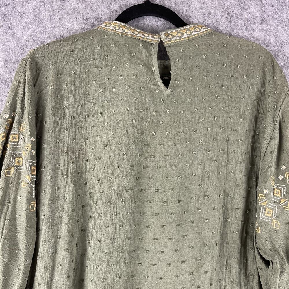 Savanna Jane Top Womens 3X Green Embroidered Peasant Boho Aztec Tribal NEW - Picture 13 of 16